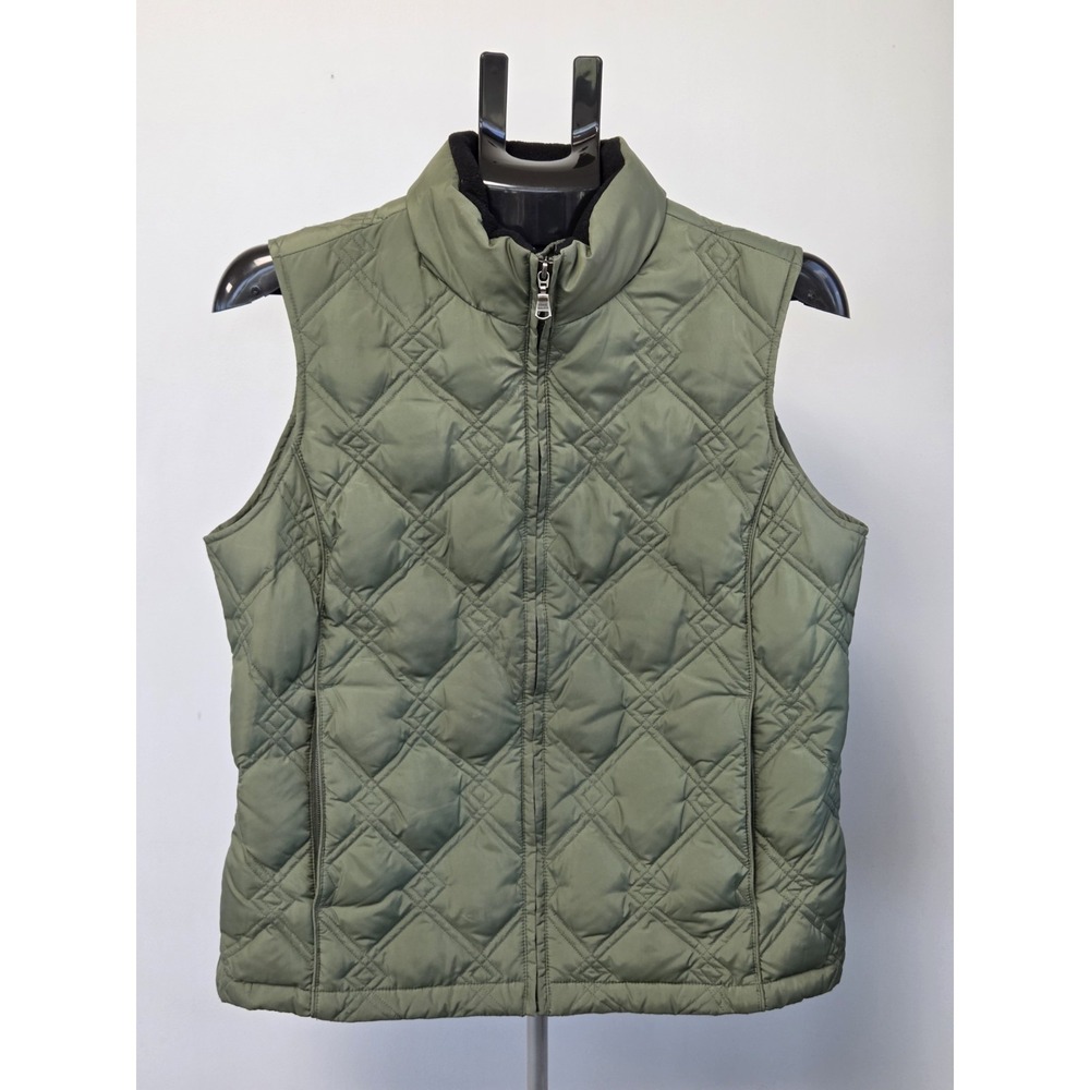Eddie Bauer Womens Quilted Goose Down Puffer Vest Full Zip Medium Green - Picture 1 of 16